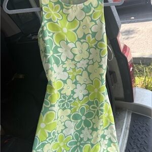 Floral Green and White Women's Dress
